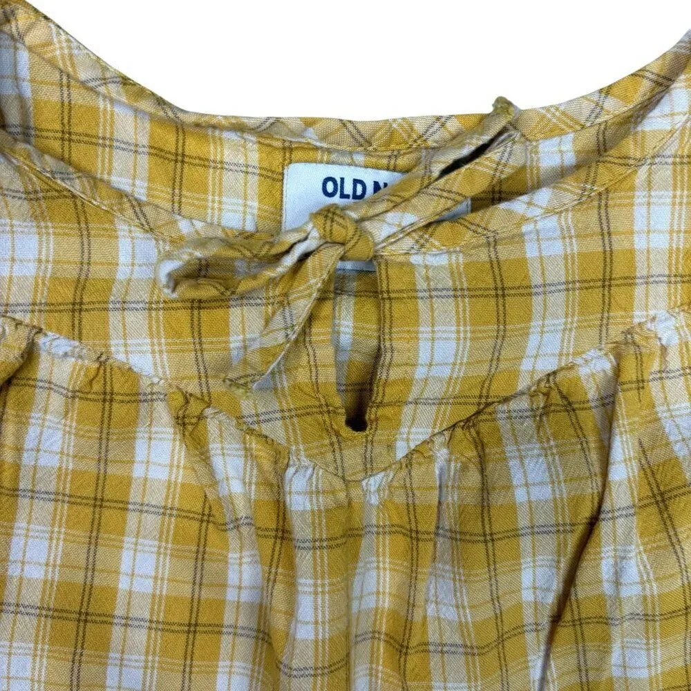 Old Navy Yellow and White Plaid Dress Size S 6-7